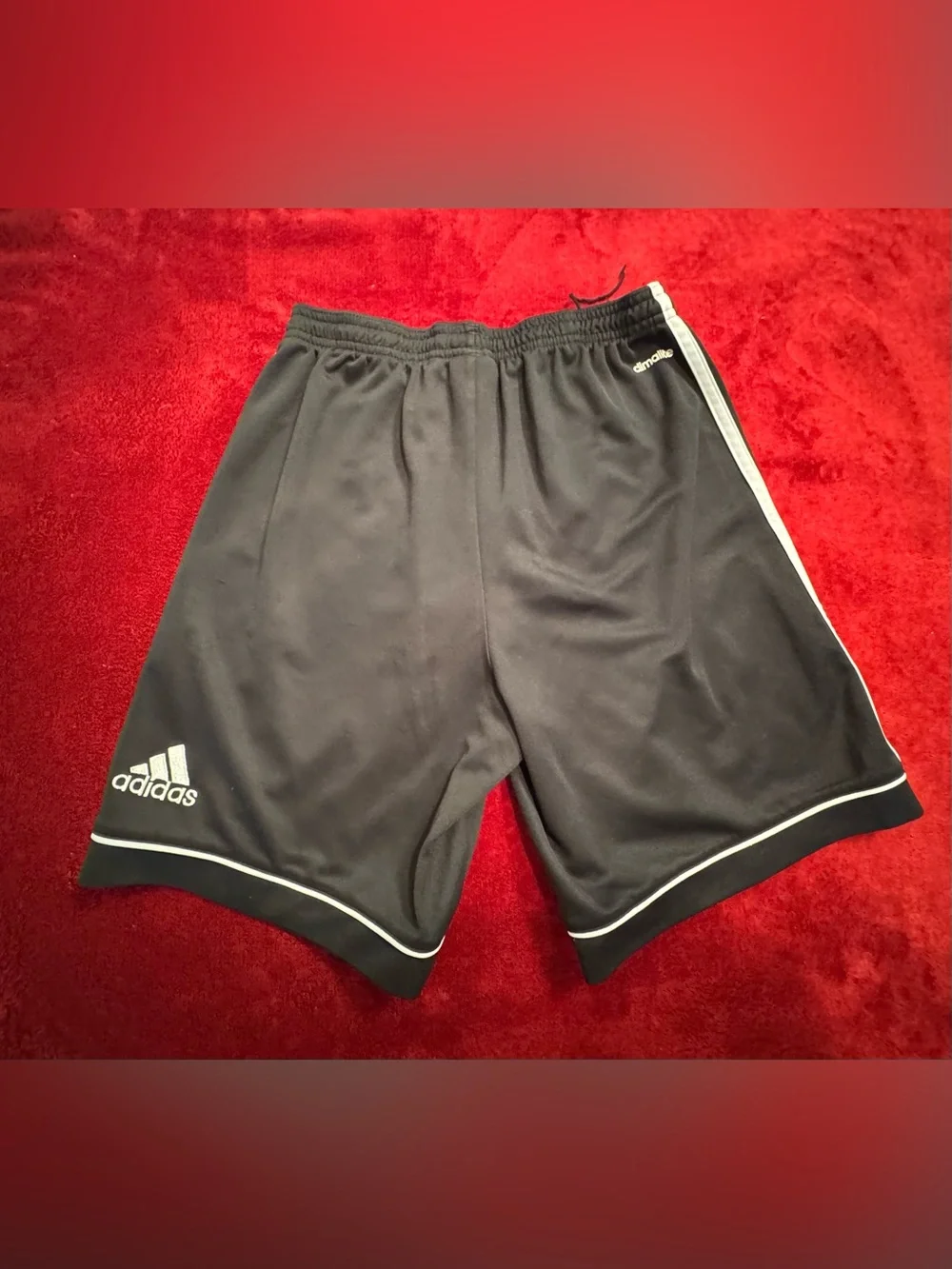 adidas Men’s Black Athletic Shorts with White Piping